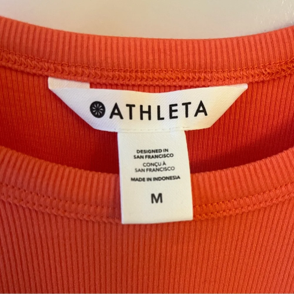 NWOT Athleta Signature Rib Crop Tee | Orange Haze | Size Medium - Picture 7 of 9